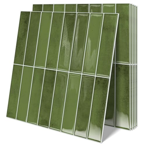 10 Sheets Upgraded Thicker Design Subway Tile Peel and Stick Backsplash - color: Green