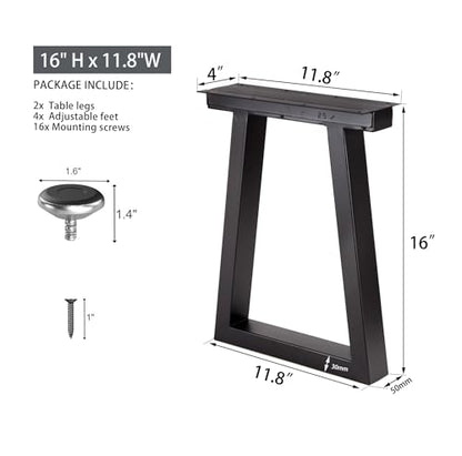 Taelakeni 16 Inch Metal Bench Legs, Heavy Duty Coffee Table Legs, Trapezoid - color: Trapezoid, size: 16 IN