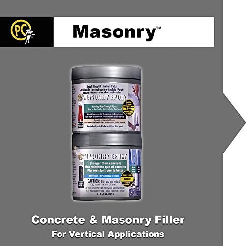 PC Products PC-Masonry Epoxy Adhesive Paste, Two-Part Repair, 32 oz in Two Jars, Gray 73209 (Pack of 1) - size: 32 oz