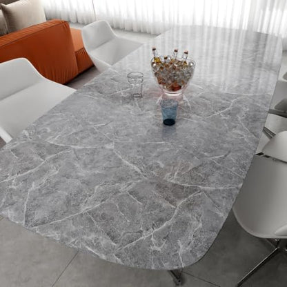 Glossy Grey Marble Contact Paper for Countertops Peel and Stick Wallpaper - color: Gray, size: 23.6" x 196"