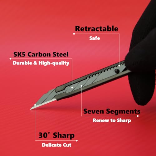 22Pcs Vinyl Wrap Tool Kit for Car Film & Wallpaper, Felt Squeegee, Utility Knife, Safety Cutter, Plastic Scraper, Tape Measure, Window Tint Application Smoothing Tools for Home Auto DIY Black Red - color: Red
