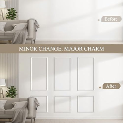 3 Sets Peel and Stick Wall Molding Kit, Premade Wainscoting Panels