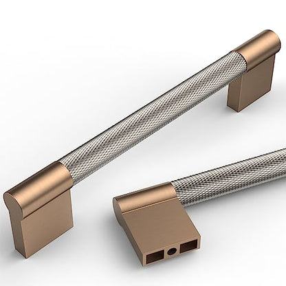 Asidrama 10 Pack 5 inch Satin Nickel and Champagne Bronze Cabinet Pulls - color: Nickel-Gold, size: 5" Hole Center(128mm)