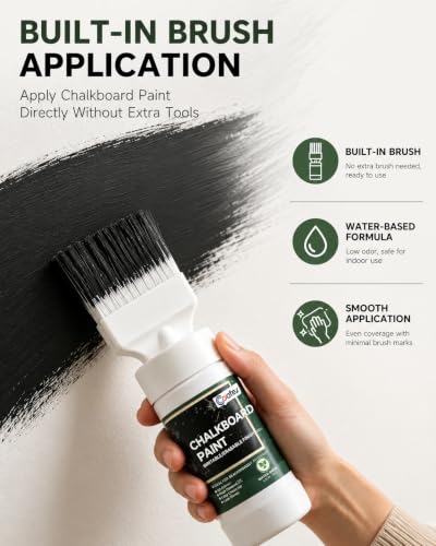 Chalkboard Paint Matte Black with Built-in Brush, 6.35 Fl Oz