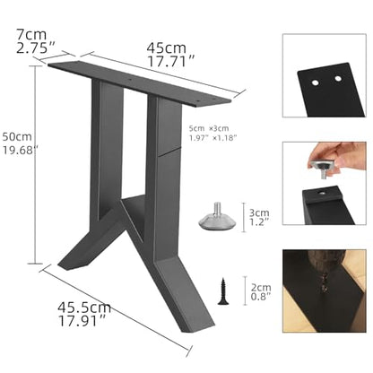 19 Inch Metal Table Legs, Heavy Duty Industrial Metal Coffee Table Desk Legs Set of 2 Mid Century Home DIY Projects Furniture Feets with Adjustment Feet Pads(Bear Up to 800lb) - size: 19 '' Unique Shape