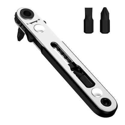Bates- Mini Ratchet Wrench, 1/4" Magnetic 90 Degree Screwdriver, Black, Low Profile Right Angle Screwdriver for Tight Spaces (Pack of 2) - color: Black, size: 1 pcs (Pack of 2)