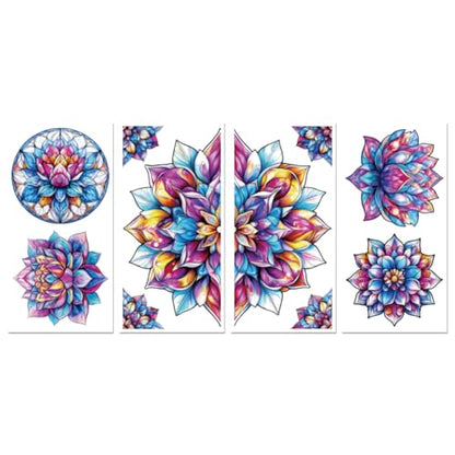 Peacoblue Mandala Lotus Rub On Transfers for Furniture Craft 6"x12" - style: Colorful Mandala Lotus