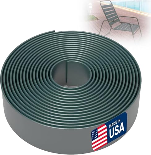 KOMORAX 200ft Long 1.5" Wide Vinyl Chair Strapping. Repair & Replacement Matte Finish. for Patio Outdoor Lawn Garden Durable Attractive (Green) - color: Green