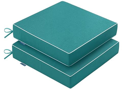 MIULEE Turquoise Outdoor Cushions 2 Pack,18.5x16x3 Inch Waterproof Cushions - color: Turquoise, size: 18.5 x 16 x 3 Inch