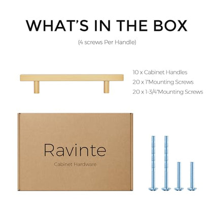 Ravinte Champagne Gold Handles Square Cabinet Hardware 4-1/2 Inch 10 Pack - size: 4-1/2" Hole Center