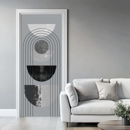 arricraft 2 Sheets Self-Adhesive Door Sticker, 80cmx200cm/31.5x78.7inch Geometric Half Circles Door Murals Stickers PVC Removable Wallpaper Decoration for Bedrooms Living Room - style: Geometric Half Circles