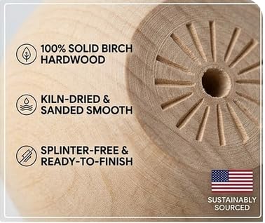 Pinehurst Crafts Unfinished Wood Ball Knobs, Perfect for Furniture, Cabinets, Dresser Drawers or Crafting, 2-Inch, Pack of 4