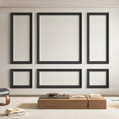 Art3d Pre-Cut Wall Molding Set of 6 pcs, 3 Top 3 Bottom, Black - color: Black: Style 2
