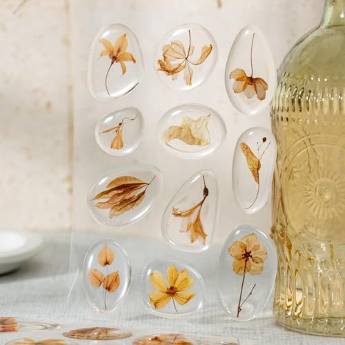 66 Pcs 3D Epoxy Dried Flower Stickers for Scrapbooking - color: The Echoes of Nature