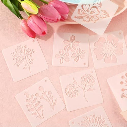 JULMELON 20 Pcs Flower Stencils for Painting on Wood Reusable Sunflower - style: Flower Stencils