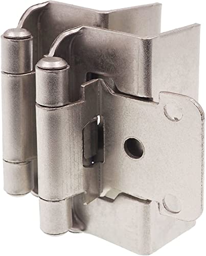 DecoBasics 1/2" Overlay Full Wrap Cabinet Hinges for Kitchen (5 Pair /10 Pcs) -Satin Brushed Nickel Full Wrap Around Self Closing Cabinet Hinges - style: 5 Pairs Pack /10 Pcs