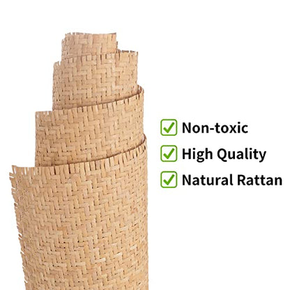 Juilsioa 14"Width Natural Cane Webbing 3.3Ft, V Shape Rattan Roll