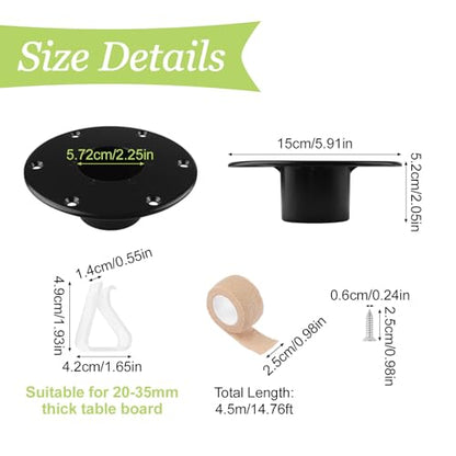 RV Trailer Pedestal Base 2Pcs Round Flush/Recessed Floor Mount for Table Leg Aluminum Boat Seat Round Base Plate with 6 Mounting Holes (Black) - color: Black-2pcs