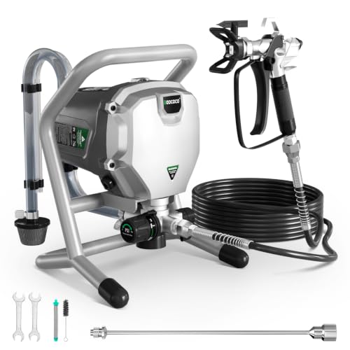 Airless Paint Sprayer, Thin-Free Elec, Brass Nozzles, Ext Rod,Min Overspray - color: Gray