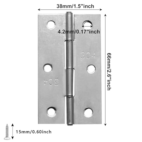 Piutouyar 12 Pack Butt Hinge 3 Inch Mini Hinges, Silver - size: 3 Inch