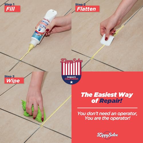 ZippySolve Tile Grout Repair Kit, Refresh Tile, Grout Sealer (8.8oz, Cream) - color: Cream