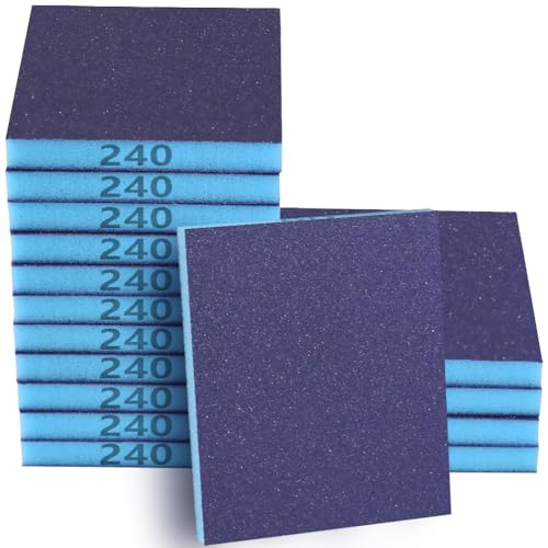 8 Pack 240 Grits Sanding Sponge, Coarse Sanding Block, Washable and Reusable Wet Dry Sandpaper Block Sandpaper Sponge for Wood Metal FurniturePaint and Drywall - color: Blue, size: 240 Grits-8PCS