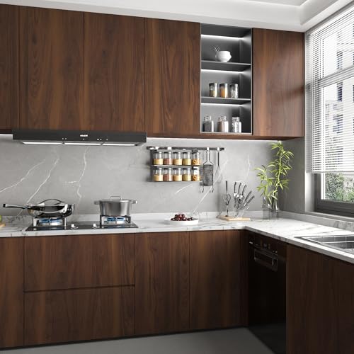 JSEVEM Walnut Wood Contact Paper Dark Brown Peel and Stick Wallpaper Waterproof Removable Grain Contact Paper for Countertops Cabinet Table Self Adhesive Thicken Textured Vinyl Wrap 48" x 354" - color: Brown, size: 48" x 354"