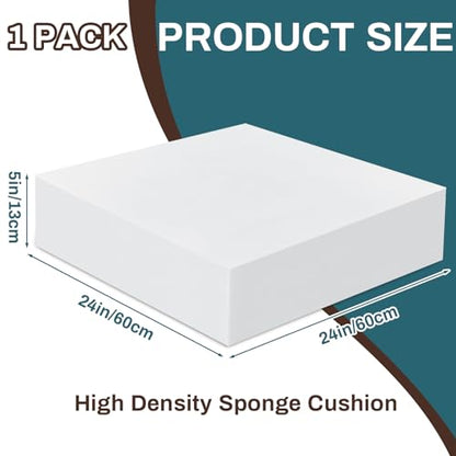 Frienda 1 Pack 5" x 24" x 24" Upholstery High Density Craft Foam, White - size: 5" X 24" X 24"