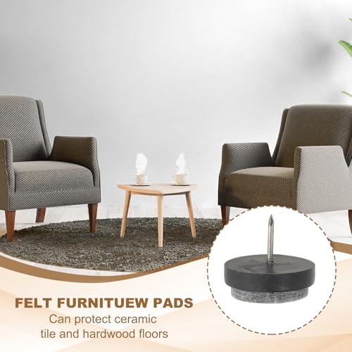 PATIKIL 28 mm Nail-on Felt Pads 40Pcs Round Felt Furniture Sliders Black - color: Black, size: 28 mm