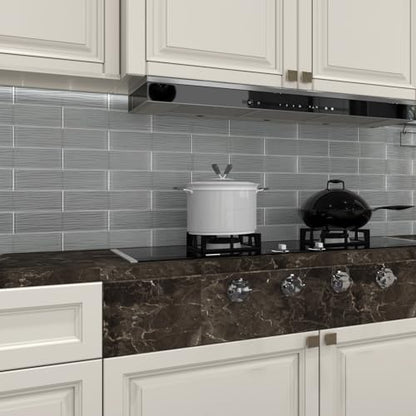 Lovdeco Grey Water Wave Glass Subway Tile, Glass for Bathroom Kitchen Backsplash Wall, 3 x 12 Inch, 4 Sq.Ft. - color: Gray, size: 3 x 12 Inch