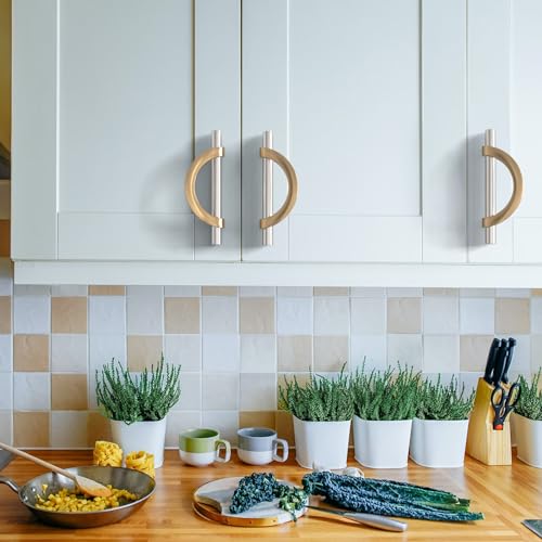 Amerdeco 10 Pack Brushed Satin Nickel and Champagne Bronze Cabinet Pulls 3.75 Inch(96MM) Hole Centers Kitchen Cabinet Handles Cabinet Hardware Cupboard Handles Drawer Pulls… - color: Champagne Gold Brushed Satin Nickel, size: 3.75"/96MM Hole Center, style