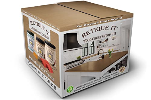 Retique It Liquid Wood Countertop Kit with Wood Gel Stain - Genuine Wood Finished countertops (42 oz (All Countertops), 34 Barn Wood) - color: 34 Barn Wood, size: 42 oz (All Countertops)