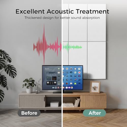 TO-TH Soundproof Wall Panels Thickened Sound Absorbing Panel 4 Pack, White - color: White, size: 4 Pack