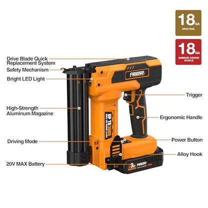 Freeman 20V Cordless 2-in-1 Nailer Kit – 1500 Shots/Charge | PE20VBR9032