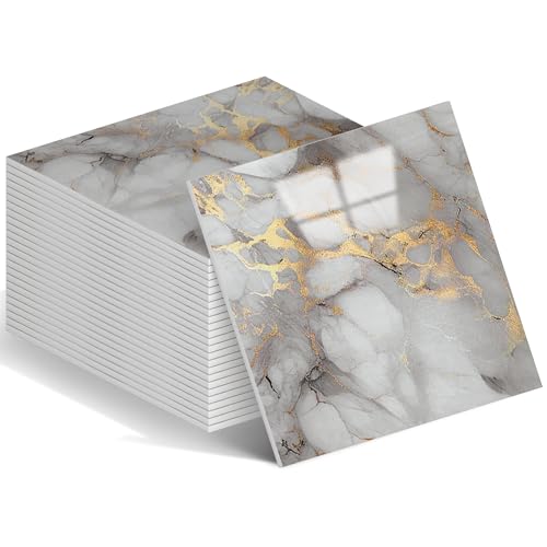 Peel and Stick Marble Wall Panels 11.8x11.8in Waterproof 20 Pack - color: Gold, size: 20 Pack