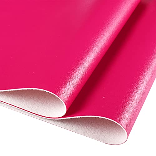HGUAN Smooth Solid Color Rose Red Faux Leather 12"X53"(30cmX135cm),Faux Leather Sheets Roll Very Suitable for Making Crafts, Leather Earrings, Bows,Sewing (Rose Red) - color: Rose Red