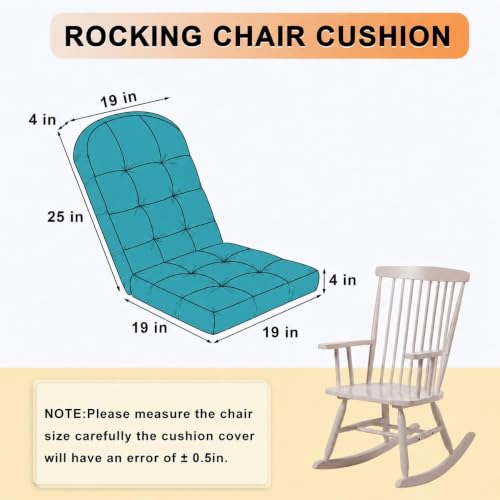 Rocking Chair Cushion - Chenille Fabric, High-Density Sponge, Durable Comfort Non-Slip Bottom Tufted Seat Pads with Ties, Chenille︱Blue, 44x19x4 inch - color: Blue