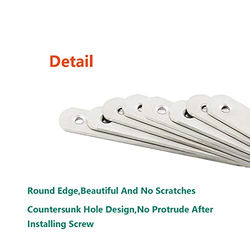 4 Pack Flat Mending Plate for Wood,ULIFESTAR Stainless Steel Straight Brackets 160mm / 6" Length 6 Screw Hole Flat Repair Fixing Wood Brace Joining Plates Connector with Fixing Screws - size: ['160x20x3mm']