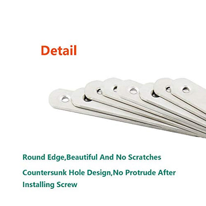 4 Pack Flat Mending Plate for Wood,ULIFESTAR Stainless Steel Straight Brackets 160mm / 6" Length 6 Screw Hole Flat Repair Fixing Wood Brace Joining Plates Connector with Fixing Screws - size: ['160x20x3mm']