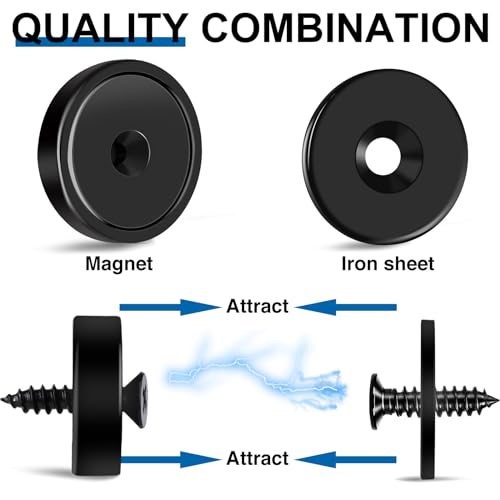 LOVIMAG Strong Magnets Heavy Duty Screw On Neodymium 65LBS Magnet 12 Pack - color: Black, size: 0.98in
