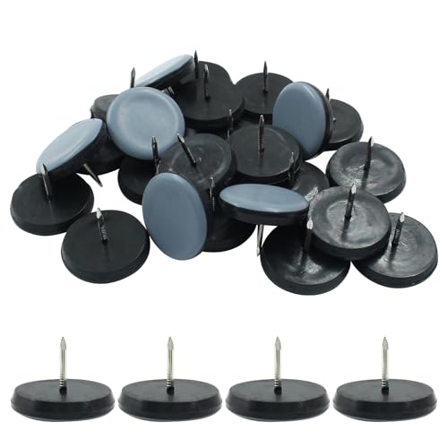 Bivethoi 1-1/4" Nail on Furniture Sliders, 24 Pack, Grey