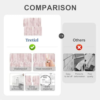 10 Sheets Thicker Peel and Stick Backsplash, 12"x12" Peel and Stick Wall Tiles, Hexagon Look Tiles Backsplash for Kitchen and Bathroom, Pink - color: Pink