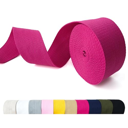 Cotton Webbing 2 Inch 5 Yards for Bag Strap Sewing Crafts, Rose - color: Rose