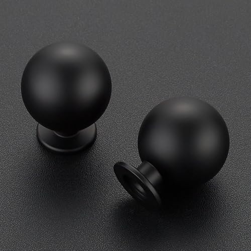Black Cabinet Knobs 12 Pack Round Ball Drawers Knobs, 1" Diameter - color: Black