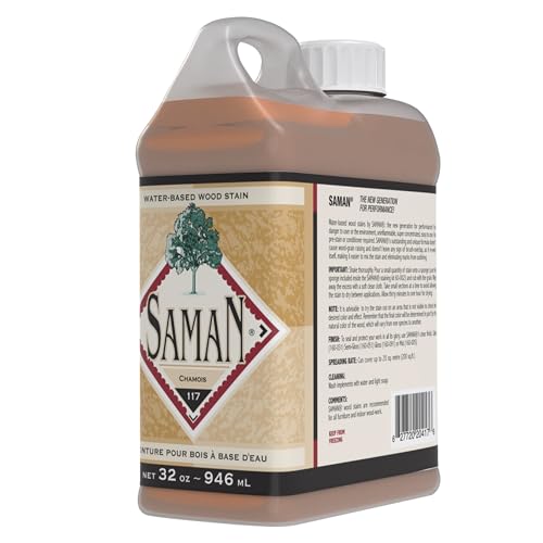 SamaN Interior Water Based Wood Stain - Natural Stain for Furniture, Moldings, Wood Paneling,Cabinets (Chamois TEW-117-32, 32 oz) - color: Chamois, size: 1 Quart