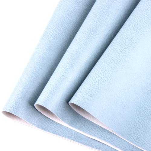 Faux Leather Sheets Fabric 16" X 54",Thick Durable Synthetic Upholstery Vinyl, Suitable for Furniture Replacement and Renovation Materials, Wallets, DIY Sewing Projects (Light Blue, 16"X54") - color: Light Blue, size: 16"X54"