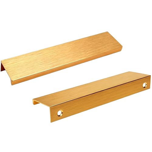 Dark Gold Finger Pulls, 5.9 Inch, 5.04 Inch Centers, 6Pcs - color: Gold, size: 150mm/5.9", style: Straight Edge