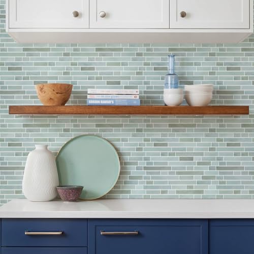 STICKGOO Thicker Peel and Stick Backsplash Tile for Kitchen and Bathroom - color: Solna Green