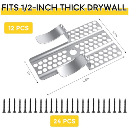 Drywall Repair Clips 12 Pcs with Screws Stainless 1/2 Inch