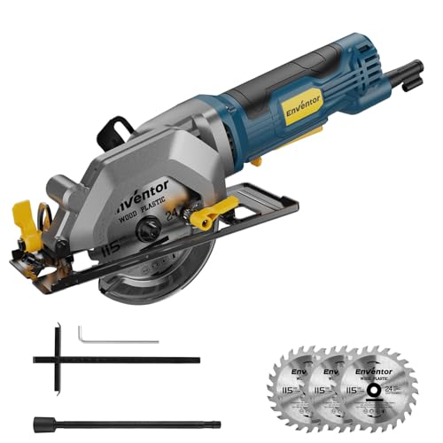 Enventor Mini Circular Saw, 4.8A 4-1/2" Electric Circular Saw with 3 Saw Blades, 4000RPM, Max Cutting Depth 1-1/16" for Wood Cutting